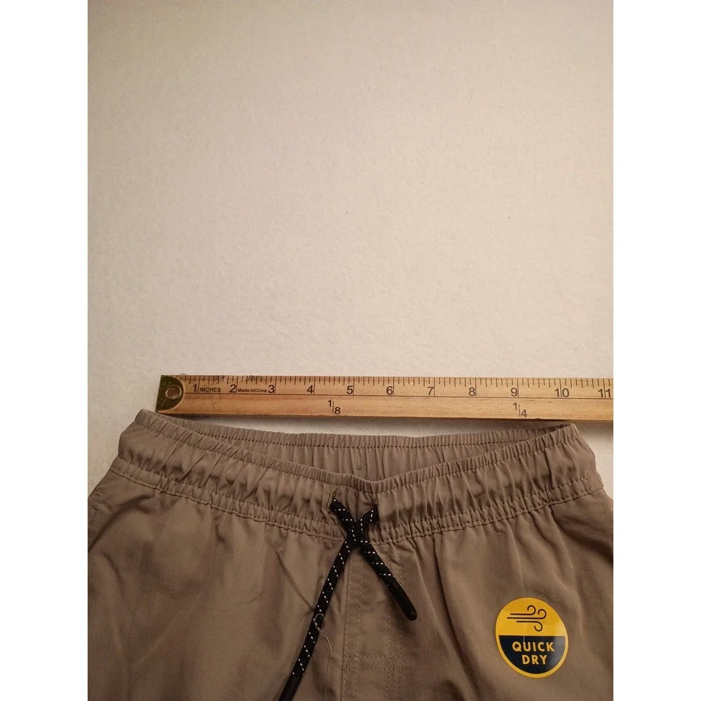 Quick Dry Performance Shorts Men's Tan Khaki Elastic Waist Drawstring Active NWT